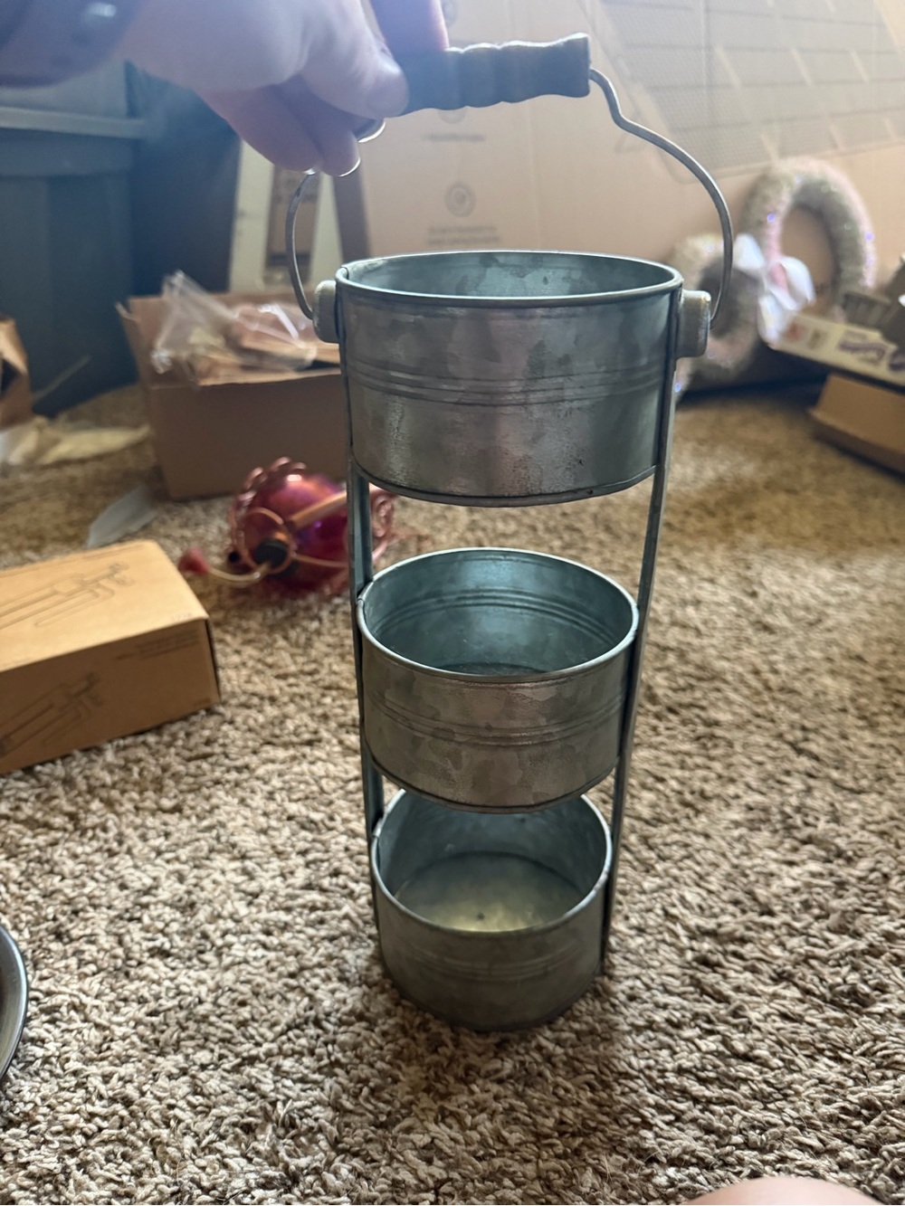 Galvanized 3-Tier Hanging Organizer - Gray